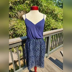 NWT Navy Lace Shimmery Cocktail Dress with Adjustable Straps